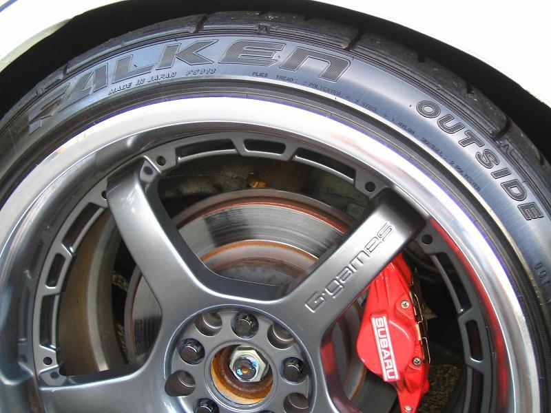 photo 6 Subaru Impreza WRX custom wheels Rays Engineering G-games 77 Wolf 18x9.5, ET +40, tire size 235/40 R18. x ET 