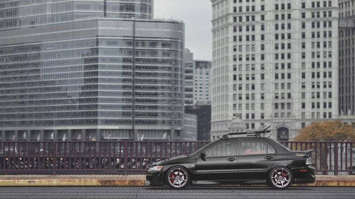 photo 1 Mitsubishi Lancer Evolution custom wheels MB Battle 18x9.5, ET +7, tire size 265/35 R18. 18x9.5 ET+22
