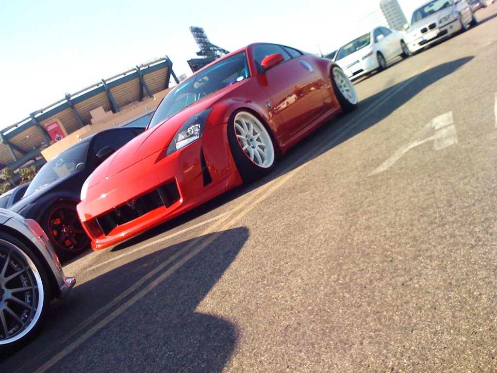 photo 5 Nissan 350Z custom wheels Rays Engineering Volk Racing CE28 19x9.5, ET +7, tire size 225/35 R19. 19x10.5 ET-3 245/35 R19